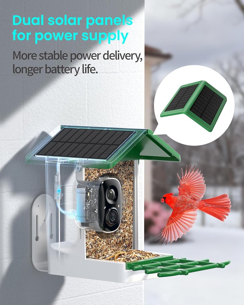 isYoung ​ Smart Bird Feeder with Camera, 2.5K QHD, AI Identify 16000+ Birds,Dual Solar Panel, AI Auto-Capture & Motion Detection, IP65 Weatherproof,170° Field of View, Perfect Bird Watching Gift - Image 4
